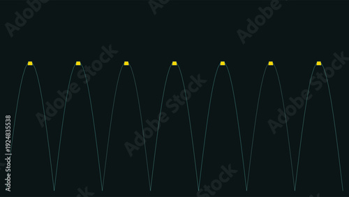 Art Deco-inspired 1920s geometric pattern with yellow nodes and white lines on a dark background, minimalist design