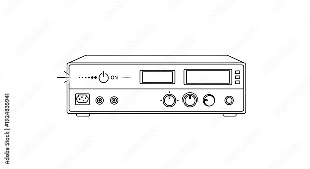 Fototapeta premium Audio Mixer Front Panel with Controls, Displays, and Connectors