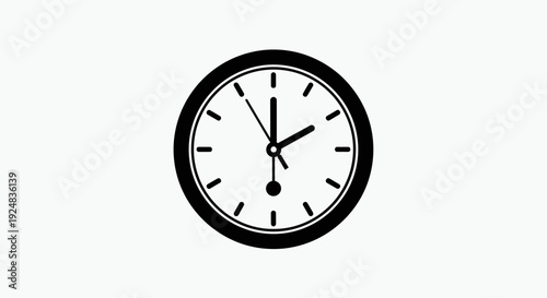 Black and white clock face showing 2:00, simple design, minimalist, time concept