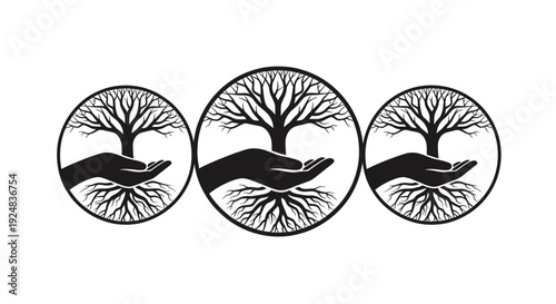 Hands Holding Tree Of Life Symbol, Growth, Nature, Connection, Unity