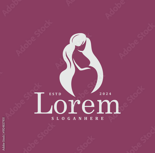 Pregnancy pregnant woman maternal logo vector icon illustration	