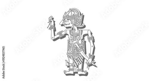 Traditional Indonesian Wayang Kulit Shadow Puppet, Javanese Culture, Artistic Design