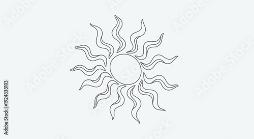 Stylized Sun Icon Outline, Celestial Body, Solar Energy Symbol, Vector Art
