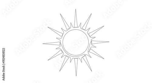 Stylized Sun Icon Outline, Starburst Symbol, Radiant Energy, Simple Geometric Design