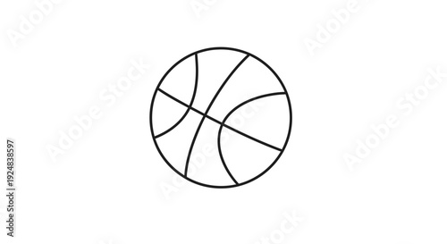Simple Line Art Basketball Icon on White Background