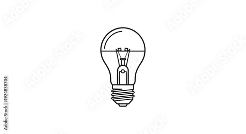 Simple Line Art Illustration of an Incandescent Light Bulb on White Background