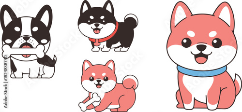 Cute Cartoon Cat Character Set  Playful Kittens Sitting, Sleeping & Playing