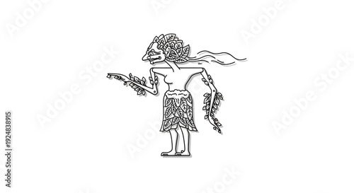 Mysterious Forest Spirit Creature with Leafy Attire and Wild Hair