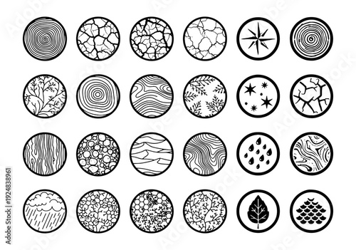 Abstract Natural Texture Icons - Minimalist Organic Circle Patterns