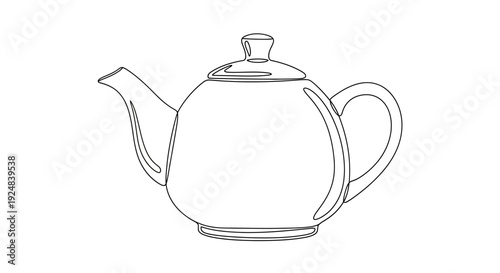 Minimalist Line Art Teapot Illustration - Simple Outline Drawing of a Classic Teapot
