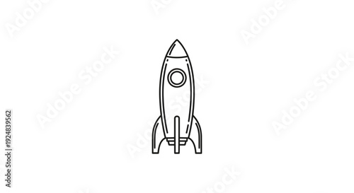 Minimalist Rocket Ship Icon, Space Exploration, Sci-Fi, Vector Art