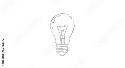Minimalist Outline of a Light Bulb on a White Background, Symbolizing Ideas and Innovation