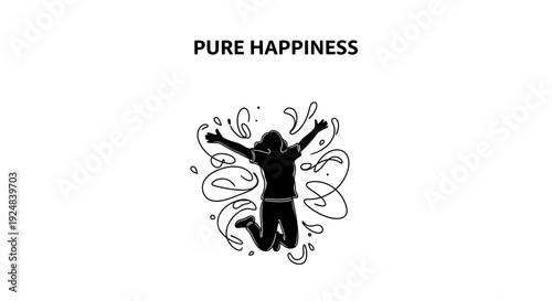 Joyful Person Jumping Mid-Air, Pure Happiness Concept, Energetic Silhouette