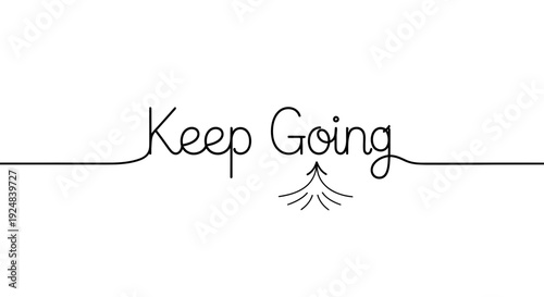 Keep Going Inspirational Quote with Minimalist Tree and Line Art