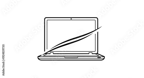 Laptop Computer Screen Cracked Damaged Repair Service Icon Vector Illustration