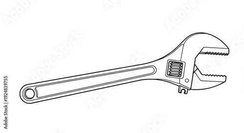 Adjustable wrench illustration on a plain background viewed from the side