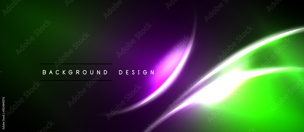 Obraz premium Abstract green purple background. Smooth curves create dynamic visual effect. Modern design suitable for digital projects.