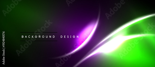 Abstract green purple background. Smooth curves create dynamic visual effect. Modern design suitable for digital projects.