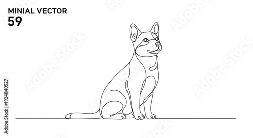 Cute french bulldog sitting in minimalist vector style with clean lines on white background