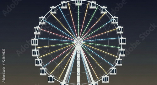 Colorful ferris wheel at night with vibrant lights against a dark sky carnival attraction