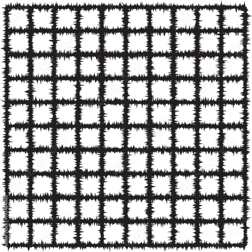 Black and white grid pattern with fuzzy edges on a square