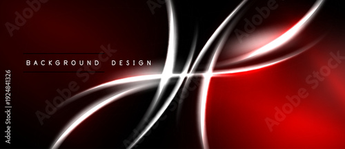 Abstract red, black design. Smooth curves intersect, creating dynamic visual effect. Bright lines contrast dark background.