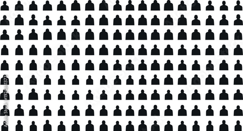 Repeating pattern of black human figure silhouettes on a white background