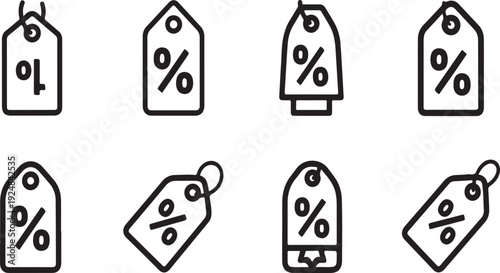 Various styles of price tags with different designs and symbols Vector