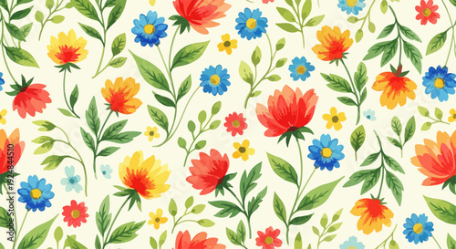 Dreamy botanical wallpaper sprinkled with roses and daisies