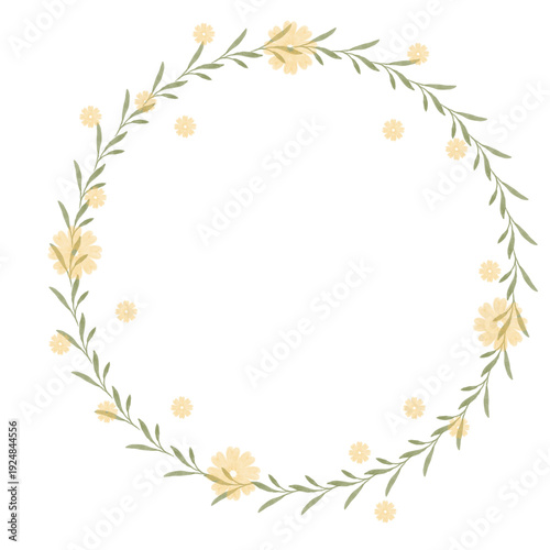 Hand drawn floral frames with flowers. Wreath. Elegant logo template. Vector illustration for labels, branding business identity, wedding invitation