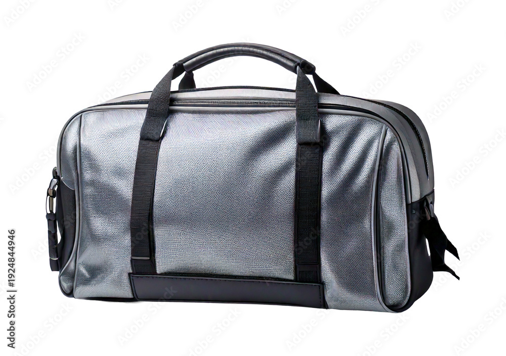 Fototapeta premium Silver sport travel bag isolated on transparent or white background