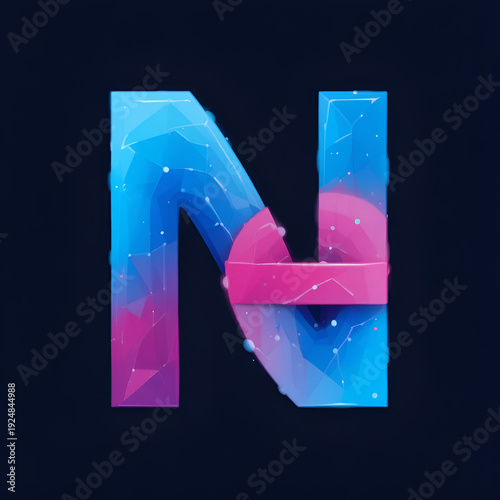 pink blue alphabet letter NE N E combination logo icon design
