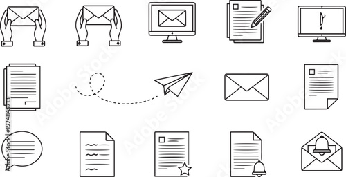 set of black and white icons for web