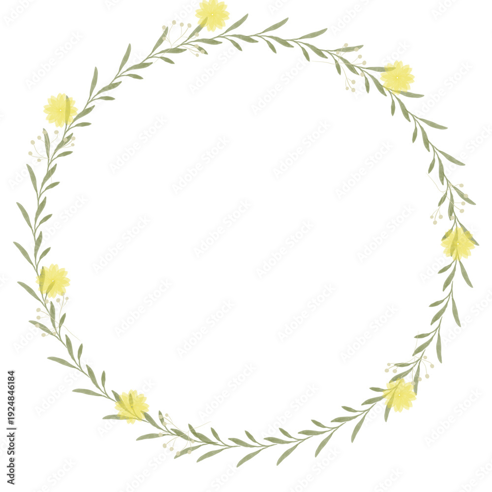 Fototapeta premium Hand drawn floral frames with flowers. Wreath. Elegant logo template. Vector illustration for labels, branding business identity, wedding invitation