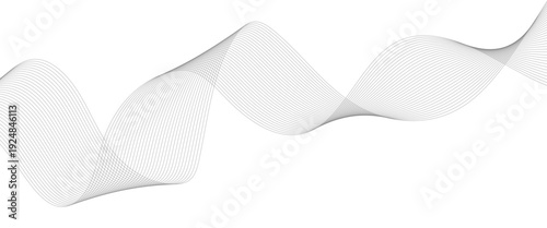 Vector technology abstract lines on white background with flowing particles future technology concept