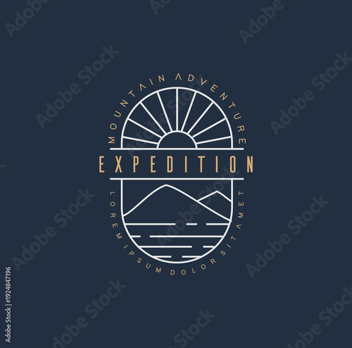 Mountain Labels And Design Element Logo Template Line Art