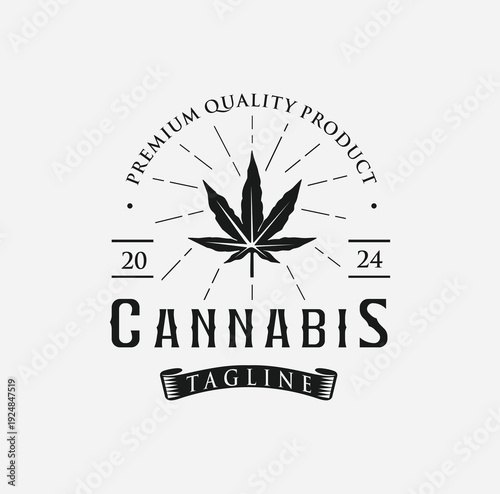 Sativa Cannabis Leaf Logo Hipster Vintage Retro Vector Icon