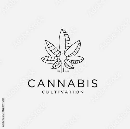Vintage Cannabis Hemp Cbd Logo Several Leaf And Sacred Geometry