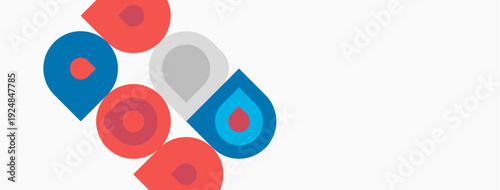 Colorful overlapping letterforms create dynamic visual. Shapes suggest movement, design focuses on playful typography. Simple, modern aesthetic.