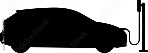 Electric Car Charging Station Silhouette Icon Vector