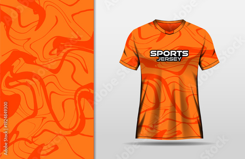 Soccer jersey design with orange abstract background
