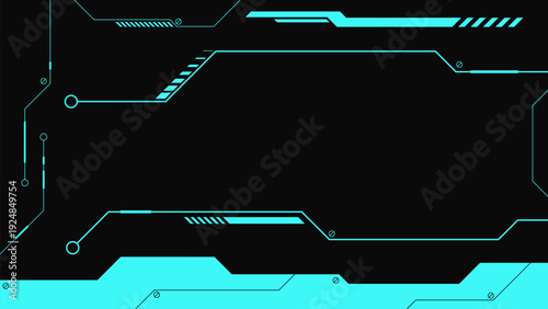 Abstract green and black hi tech horizontal and sci-fi background with cyberpunk style design