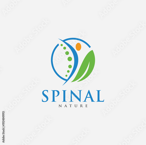 Spinal Diagnostic Center Logo Design Template Spine and leaves combination