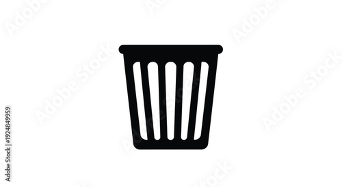 Simple black trash can icon on a white background