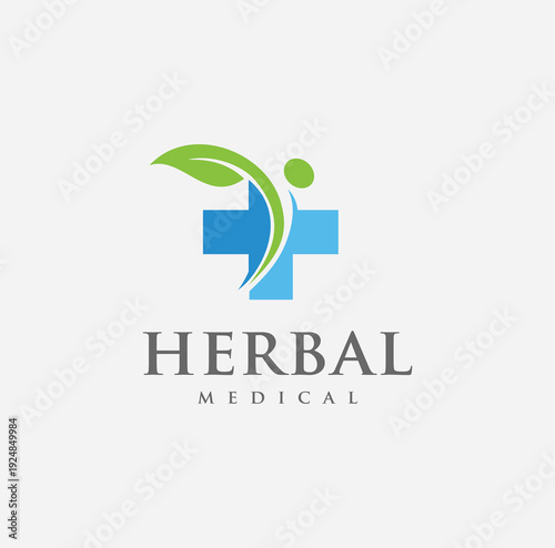 Cross Symbols With Nature Leaf Design For Medical Pharmacy