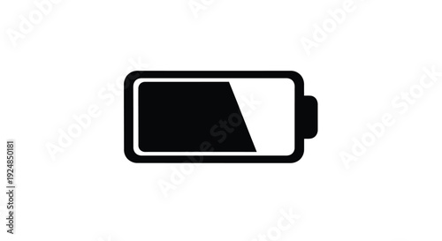 Simple black and white illustration of a partially charged battery icon