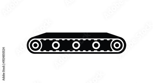 Simple black icon of a conveyor belt with circular rollers