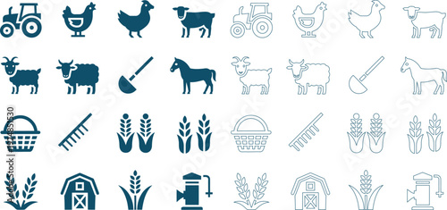 Farm and agriculture representing rural life and farming activities