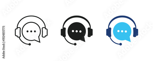 Customer support, assistance, technical support, customer service, operator, staff, agent, service icon vector set.