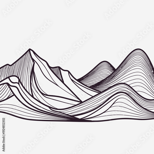 Minimalist Mountain Landscape vector illustration